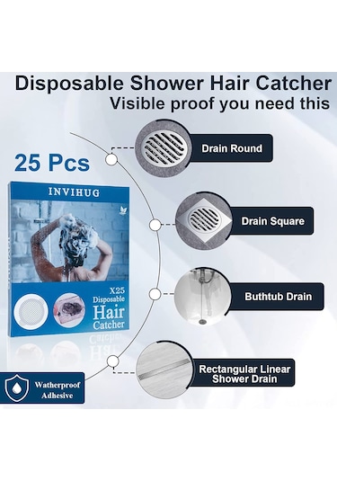 Maiyame Banyo, Mutfak Su Depolama Tıkanıklığını Önleyici Tek Kullandım Filtre Sticker - 50 Adet 9cm Saç Tutucu Beyaz