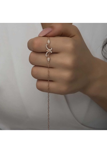 Blackcraft 925 Ayar Gümüş Rose Kelebek Kadın Bileklik Bc-801beb