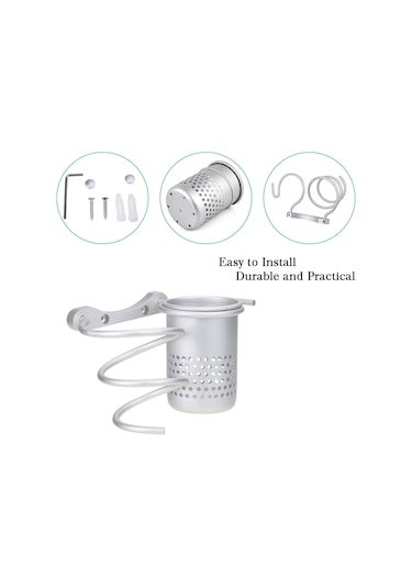 Qingmipy "pratik Saç Kurutma Makinesi Askısı - Banyo Organizatörü, Tarak Ve Makas Tutucu, Gümüş Renk"