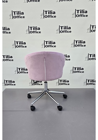 Coket Çalışma Koltuğu Krom Konik Ayak Pembe