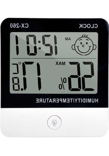 Ulzyvf Mini Termometre Higrometre: Büyük Lcd Ekran, Sıcaklık, Nem Ve Zaman Göstergeli, Pratik Ve Şık Tasarım, Küçük Boyutlu Model