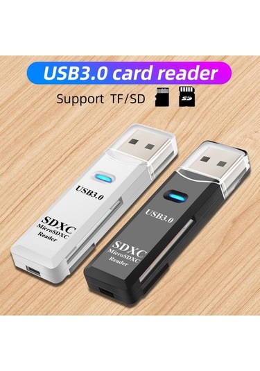 Siyah Fonken Usb Kart Okuyucu 3.0 Tf Sd Kart Okuyucu 2 İn1 Kart Okuyucu Adaptörü Pc Dizüstü Akıllı Hafıza Kartı Okuyucu Microsdxc Rider Adaptörü