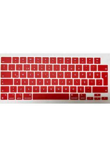 Arabulalaca Apple Uyumlu MacBook Pro 14' A2779 Türkçe Q Silikon Klavye Kırmızı