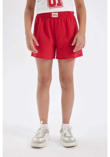 Defacto Kız Çocuk Dokuma Etiketli Şort D0907A824HSRD117 Kırmızı
