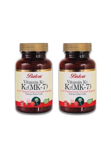 Balen K2 Mk-7 Vitamin K2 ve D Vitamini 450 MG 60 Kapsül 2 Adet