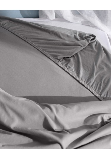 Marly Tek Kişilik %100 Pamuk Penye Lastikli Nevresim Takımı - Gri 8684427198940 Gri