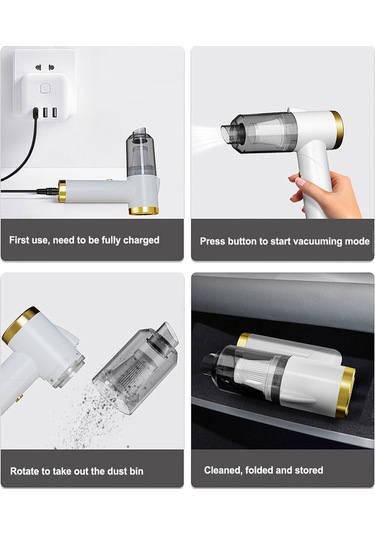 Xiyyadms "120w Kablosuz Led Aydınlatmalı Katlanabilir El Süpürgesi - 9000pa Güçlü Emiş, Araç Ve Ev Kullanımı İçin"
