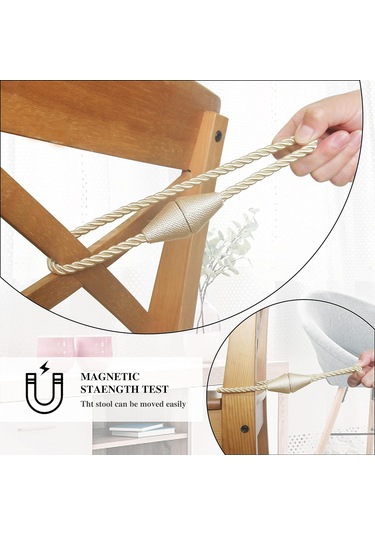 2'li Bej Manyetik Perde Askısı Halat Modern El Yapımı Perde Bağlama Dekoratif Perde Kumaş Askısı Pencere Dekoru İçin Diğer