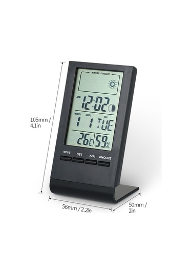 Kangvka Cx-220 Siyah Mini İç Mekan Termometre - Nem Ölçer, Lcd Ekran, Zaman/tarih Gösterimi, Hava Tahmini, / Desteği Pil Dahil Değil