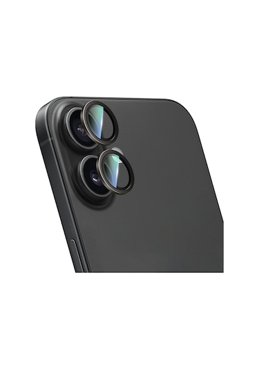 İphone 16 Plus Uyumlu Caseworld Alloy Two-color Serisi Lens Koruyucu Siyah