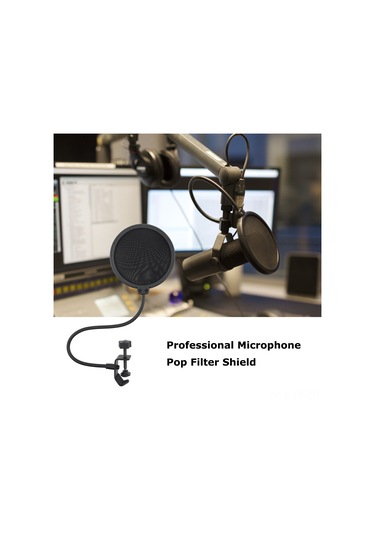 Teltree Mikrofon Pop Filtresi Siyah: Rüzgar Ve Gürültü Engelleyici, Tükürük Birikimini Önleyen, 360 Esnek Tutucuyla Basit Montajlı