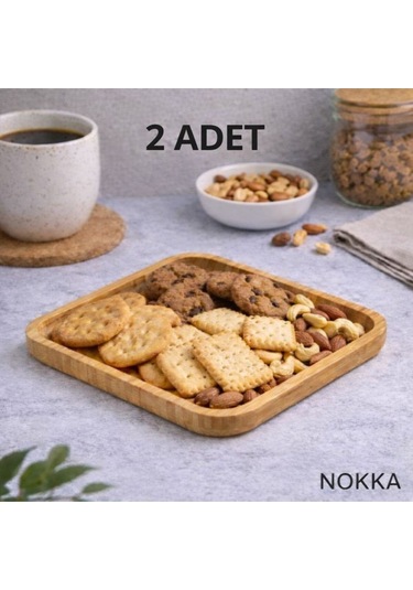 2 Adet Bambu Kare Servis Tabağı 20x20 Cm Renksiz