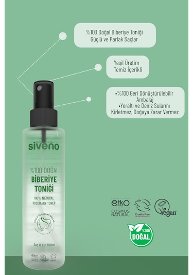 Siveno %100 Doğal Biberiye Suyu Saç Dökülmesi Karşıtı ve Hızlı Saç Uzatma Etkili Saç Toniği 150 ML