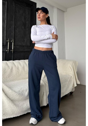 Madmext Lacivert Bol Paça Kadın Eşofman Altı Mg2279 Lacivert
