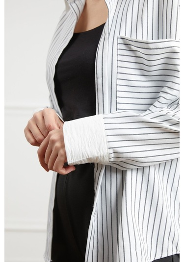 Dparis Tek Cepli Çizgili Gömlek