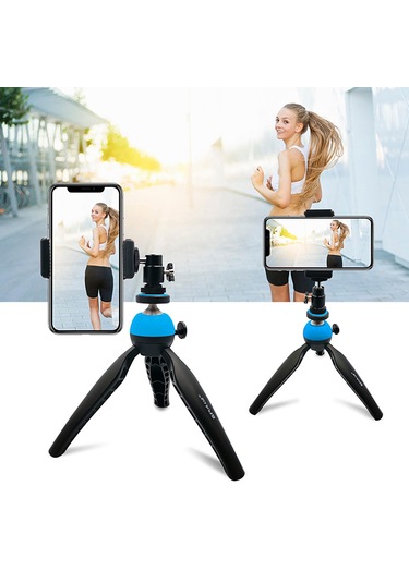 Puluz 360 Derece Top Başlı Mini Tripod Dağı Mavi