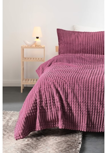 Merinos Modern Line 2 Parça Tek Kişilik Battaniye Seti - Mor