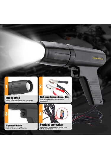 Besthome1 Siyah Obdresource 12v Endüksiyon Ateşleme Avans Tabancası Yüksek Güçlü 100w