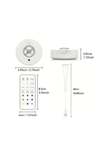 Motion003 3 Adet Şarj Edilebilir Manyetik Rgb Led Dolap Işıkları 3lü Paket Rgb Uzaktan Kum Ahşap