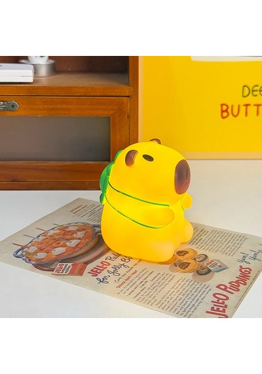 Şirin Mini Kapibara Gece Lambası Pille Çalışan Karikatür Lamba 2 Çok Renkli