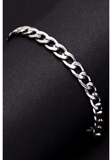 Kişiye Özel Harfli Gurmet Zincirli Unisex Çelik Bileklik Sevgiliye Eşe Hediye Eck06h Metalik