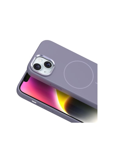 Kılıfist İphone Uyumlu 14 Kılıf M-safe Şarj Özellikli Metal Kamera Çerçeveli Klfs Edi Silikon Kap Koyu Gri