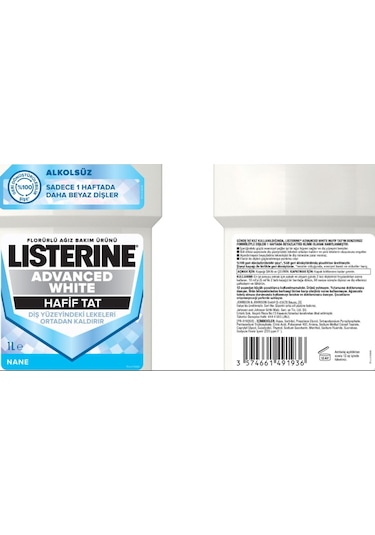 Listerine Advanced White Hafif Tat Ağız Bakım Suyu 1 L