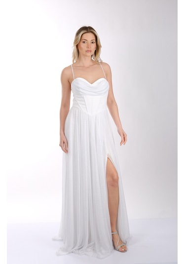 Abiye Elbise Dori 00kb5108 Beyaz