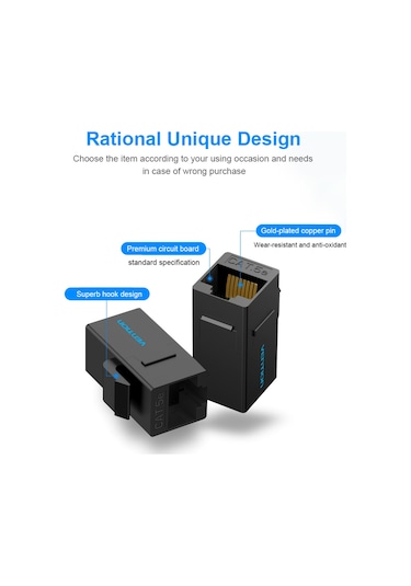 Monyee Ventıon Rj45 Ağ Kablosu Birleştirici, Cat5 Ağ Kablosunu Uzatmak İçin Abs Malzeme Ve Altın Kaplı Pinli Çift Bağlantı头 - Siyah