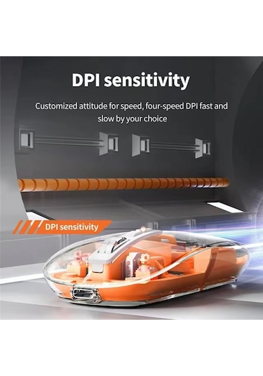 Springsun Kablosuz Şeffaf Üç Modlu Mouse Turuncu