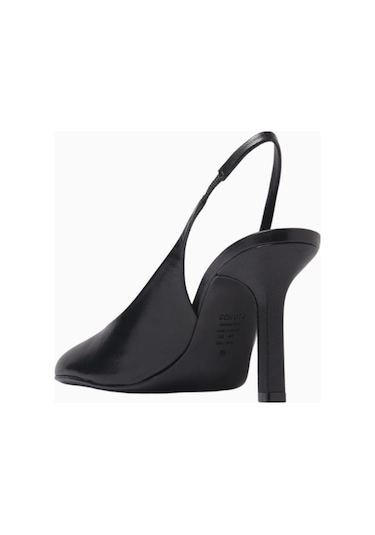 Schutz Brigitte 96 Siyah Nappa Deri Elastik Bantlı, Lüks Slingback Yüksek Topuklu Ayakkabı