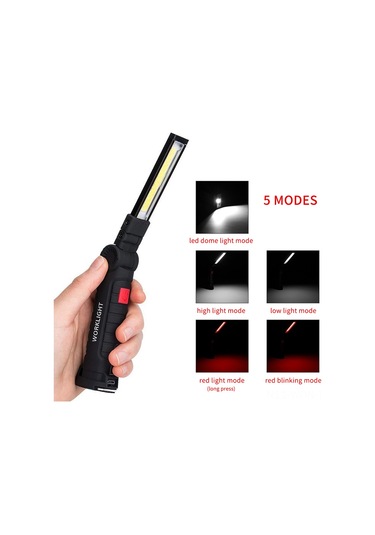 Neevoyu Usb Şarjlı Katlanabilir Döner Led El Feneri - 5 Modlu, Manyetik Tabanlı, Kamp & Acil Durum Işığı Çok Renkli