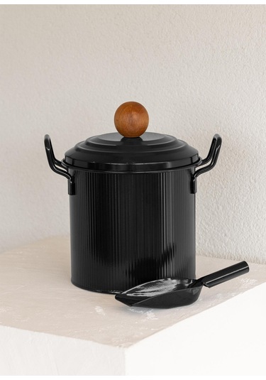 The Mia Stripe Bakliyat Ve Deterjan Saklama Kabı Siyah