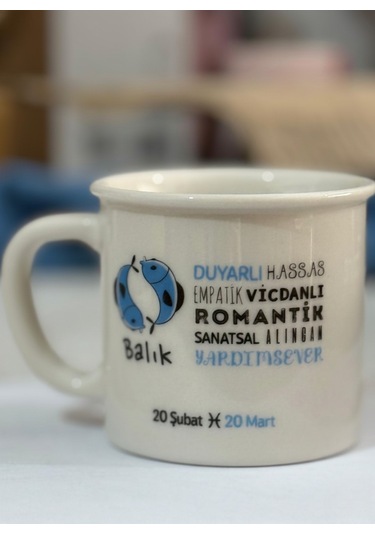 Balık Burçlu Porselen Kupa Bardak 250cc Balık