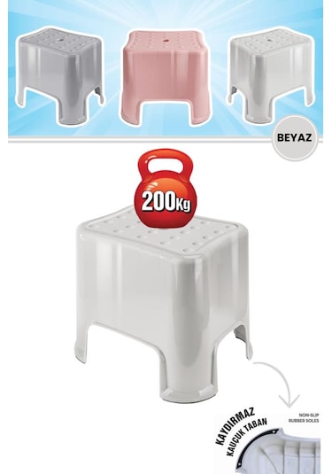 Flora Herkül Banyo Taburesi, Kaydırmaz Kauçuk Tabanlı 200 Kg Taşıma Kapasiteli Lüks Tabure Beyaz