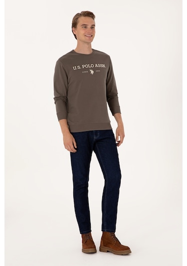 U.S. Polo Assn. Erkek Regular Fit Bisiklet Yaka Vizon İnce Basic Sweatshirt 50313743-VR052 U.S. Polo Assn. Erkek Regular Fit Bisiklet Yaka Vizon İnce Basic Sweatshirt 50313743-VR052