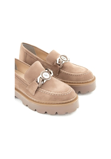 Tamer Tanca Kadın Vegan Vizon Loafer Ayakkabı 817 0890 Bn Ayk Sk22/23 Vızon Suet Vizon