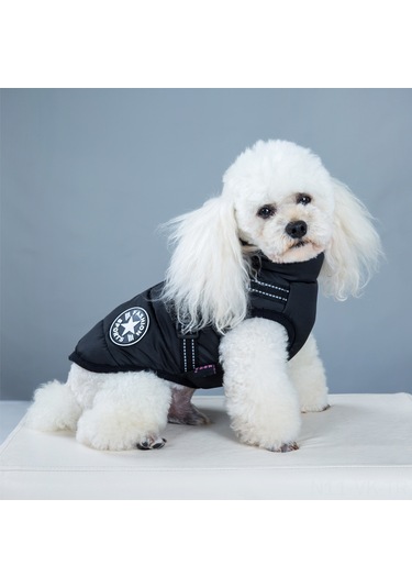 Vkemall Köpekler İçin Kışlık Kalın Pamuklu Göğüs Bağcıklı İki Ayaklı Mont, Siyah, 2xl - Yumuşak, Dayanıklı Ve Pratik