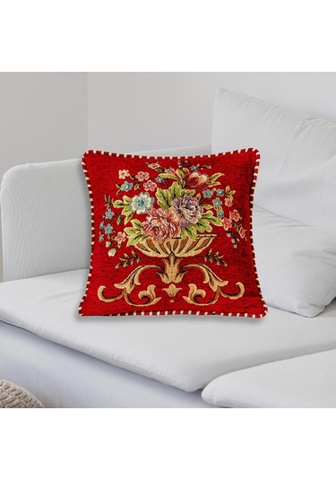 Suntek 48x48cm Makinede Yıkanabilir Dekoratif Yastık Kırmızı Kırmızı