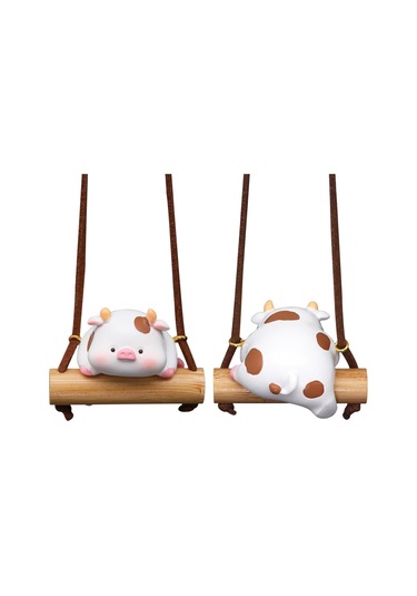 Geeksen Beyaz İnek Şekilli Araba Geribakış Aynası Süsleme, Kadın Ve Çocuklar İçin Araç Dekorasyonu