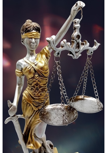 Themis Adalet Terazisi Heykeli Ve Dünya Biblo Gümüş 37cm