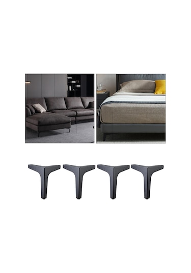 Suntek Magideal 4 Adet Demir Metal Mobilya Ayakları Kanepe 15cm-siyah