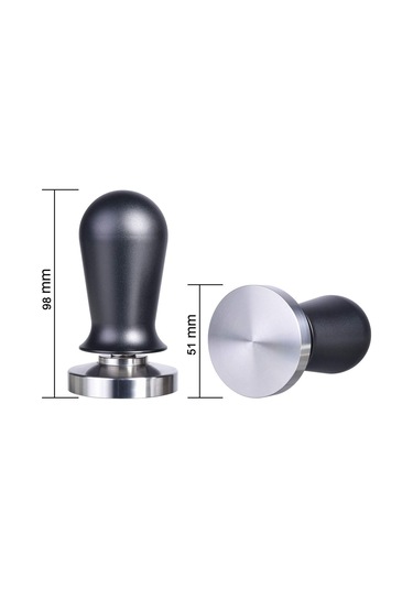 Leezsing Barista İçin Kalibre Edilmiş Espresso Tamper Kahve Tozu Presi, Düz Tabanlı 51mm, 304 Paslanmaz Çelik, Paslanmaz, Siyah Ergonomik Sap