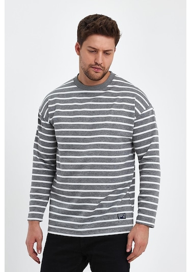 Alexander Gardi Alexandergardı Çizgili Comfort Fit Basic Sweatshirt B23-00158 001