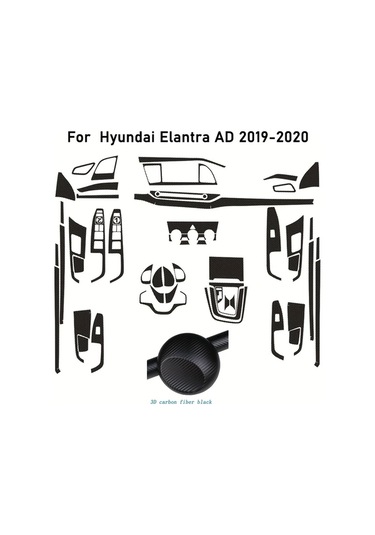 Xuweiwei 3d Carbon Fiber Black Style B 2019 2020 Hyundaı Elantra Ad İç Kontrol Paneli Kapı Kolu Kaplamaları Sol Şöför