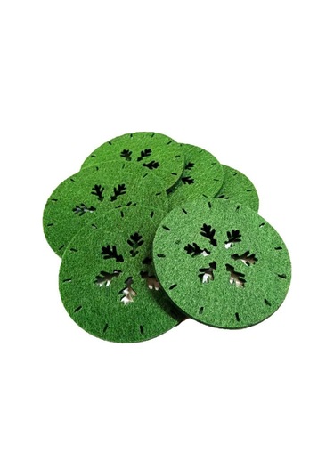 Keçe Yılbaşı Temalı Amerikan Servisi Ve Bardak Altlığı 6 Lı Set Yeşil