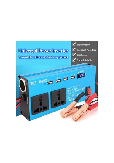 Supermarket1 Tüm Araba İhtiyaçlarınız İçin 12v Dc-220v Ac Dönüştürücü, 200w Güç İndüktör, 9 Güvenlik, Usb Çıkışlı, Dijital Göstergeli