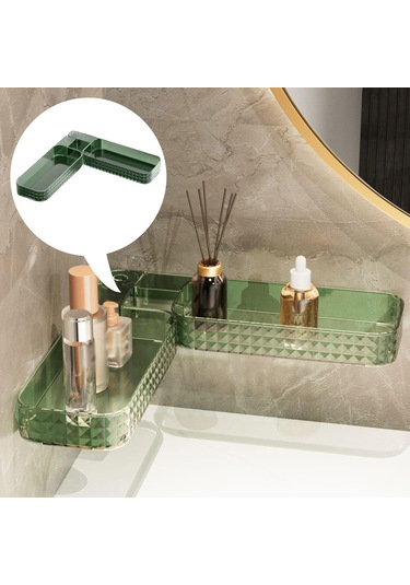 Suntek Duş Köşe Rafı Depolama Mutfak Yurt Oteli Kullanımı Kolay Banyo Rafı Yeşil