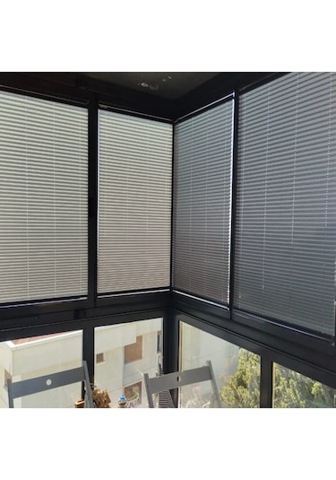 Koyu Gri 09-13 Plise Perde - Katlanır Cam Balkon Perdesi Koyugri