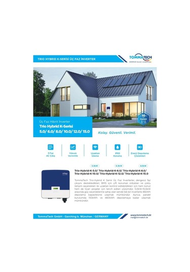 Tommatech Trio Hybrid K 8.0kw Üç Faz İnverter Ong-tt-30-hy-8.0-t-tf-h